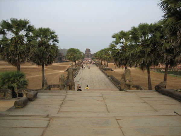 Looking back to the hordes at sunrise over Angkor Wat