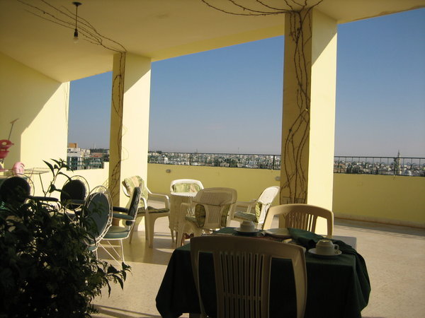 The terrace of my hotel in Madaba