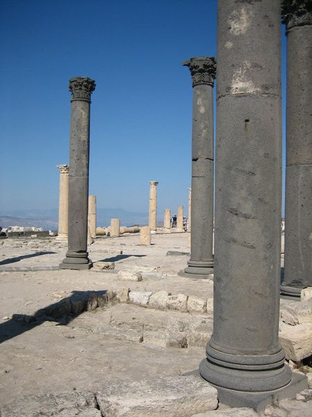 The black basalt columns at Umm Qais