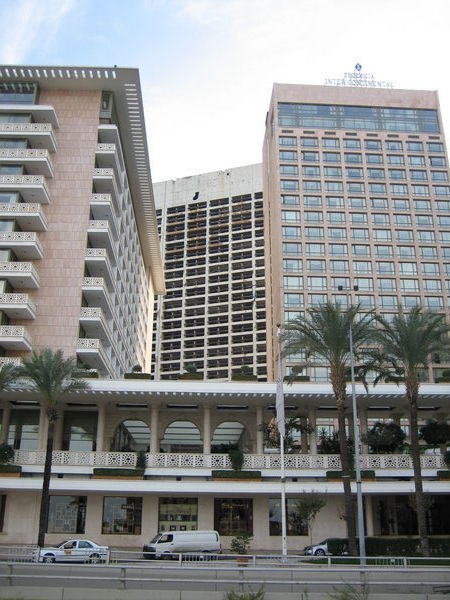 The InterContinental Phoenicia with the Holiday Inn in the background 