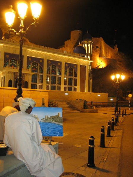 All around town there were artists painting landscapes as part of Omani National Day Celebrations