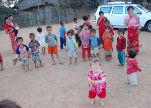 Audrey with tribal children