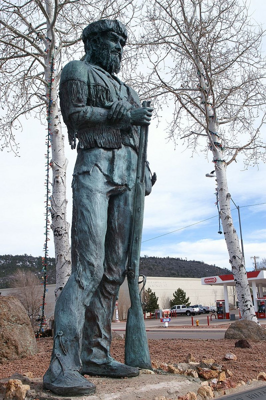 Old Bill Williams statue in Williams, Arizona