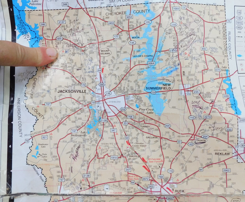 Killough Massacre Site on Cherokee County map