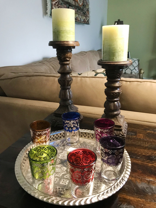 Moroccan tea glasses and tray