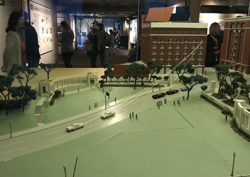 Sixth Floor Museum - Dealy Plaza model with bullet trajectory lines 