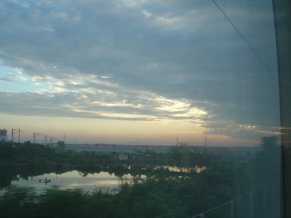 Sunrise from the train as we near Beijing