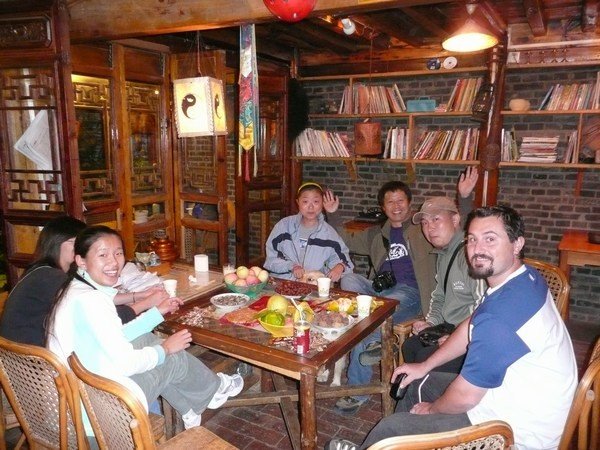 Enjoying the Autumn Festival at our hostel in Lijiang