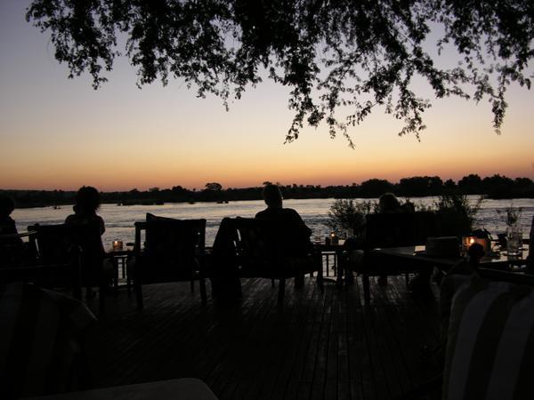 The sun sets over the Great Zambezi River