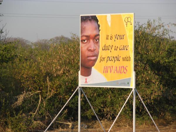 A HIV billboard in a rural area in Botswana