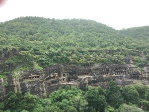 Ajanta - views from across the gorge