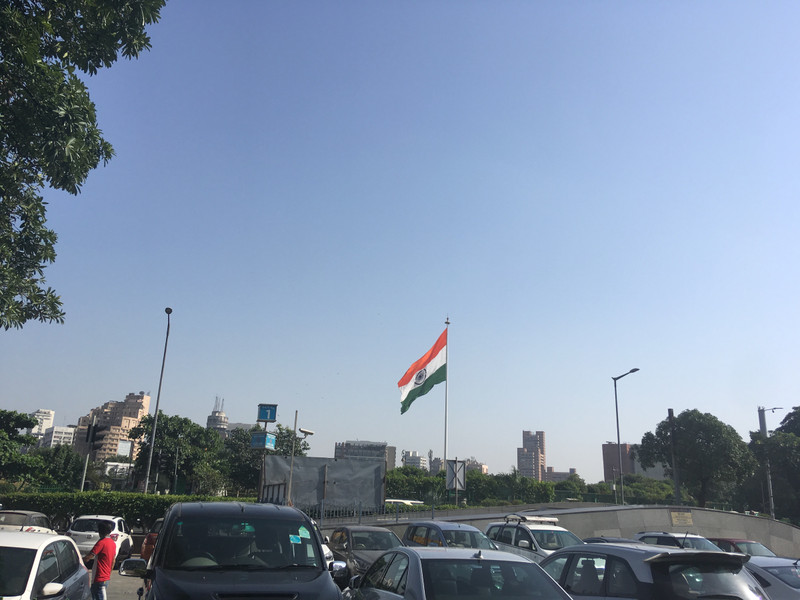 Indian flag above Connaught Place