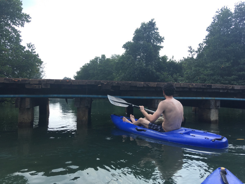 Stephen navigates the low bridge 