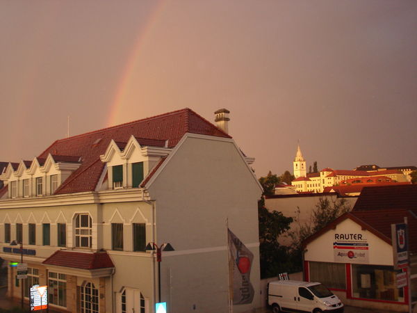 Rainbow over town 