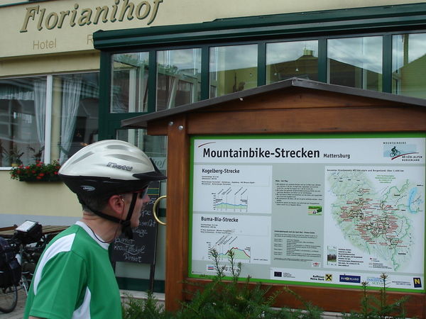 Cycle map on panel in front of our hotel 