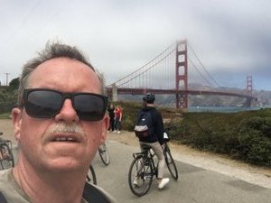 cycling the Golden Gate Bridge .