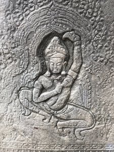 Originally a Buddha overdrawn as a Hindu god.