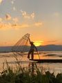 Fisherman at sunset in Inle Lake 