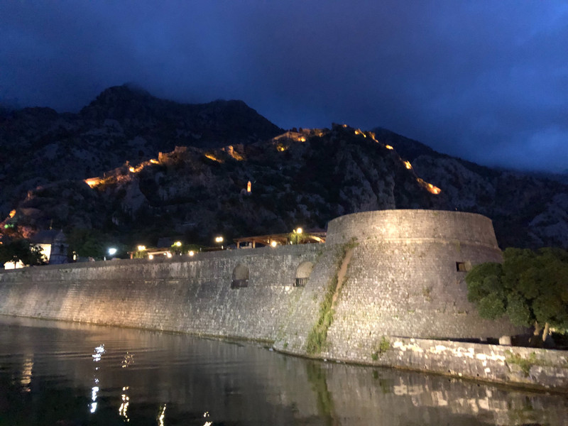 Kotor walls at night