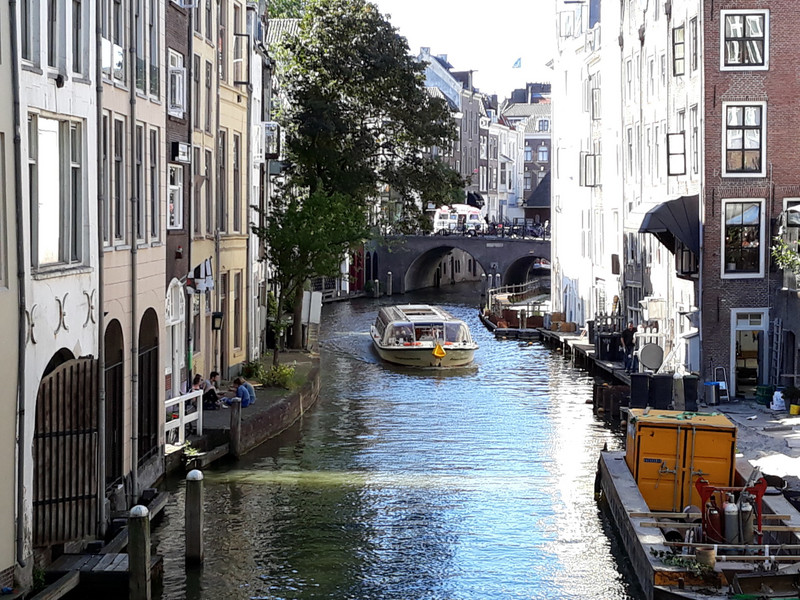 Utrecht city canal + boat