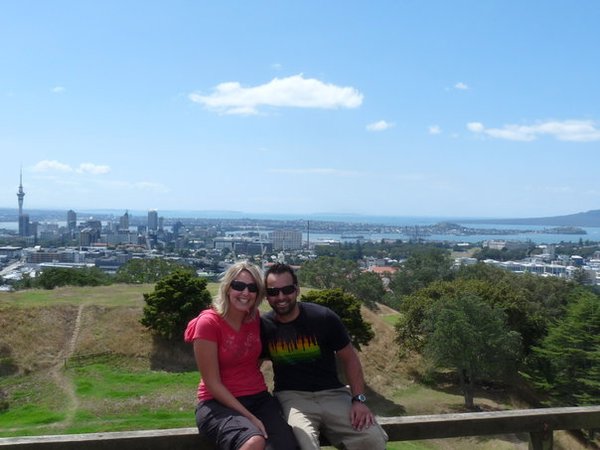 Danny and me, view from Mt Eden, Auckland