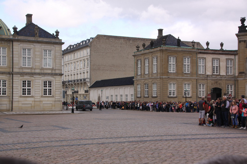Crowd gathers waiting - Amalienborg Castle