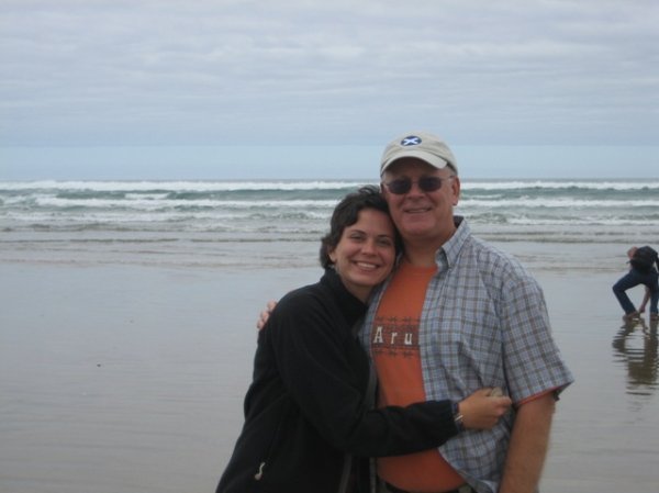 Dad and daughter on Ninety-Mile Beach