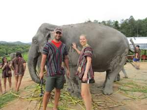 Kristy and Brad with Elephants