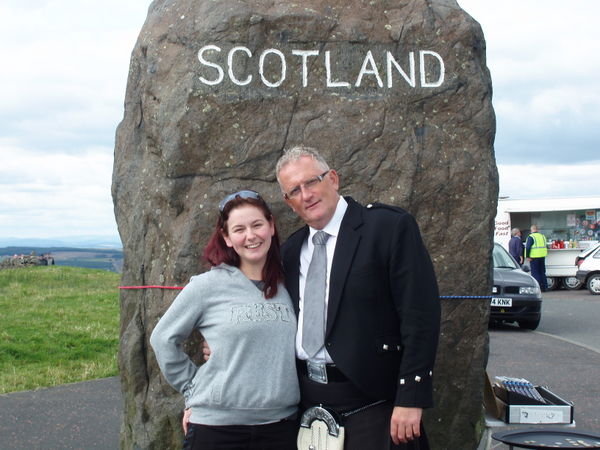 Me and the Border Piper on the Scottish Side of the Border