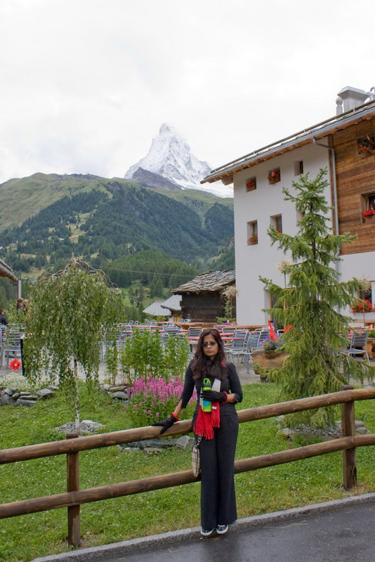 Just as we reached Zermatt the weather miraculously cleared – too late for us – but we got to see spectacular views of the Matterhorn from down below and take plenty of pictures