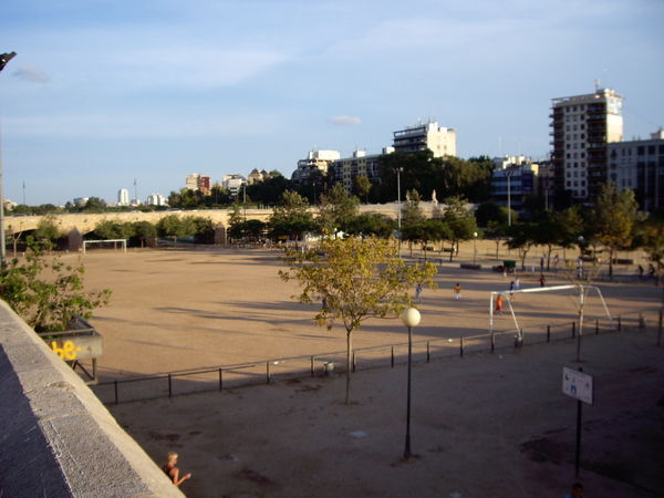 River bed which is now a soccer pitch