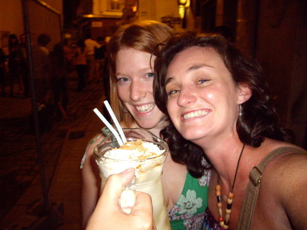 Jess & Anj with a jug of Agua de Sevilla