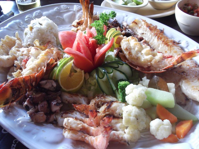 Seafood feast - lobster, conch, prawns, fish & octopus