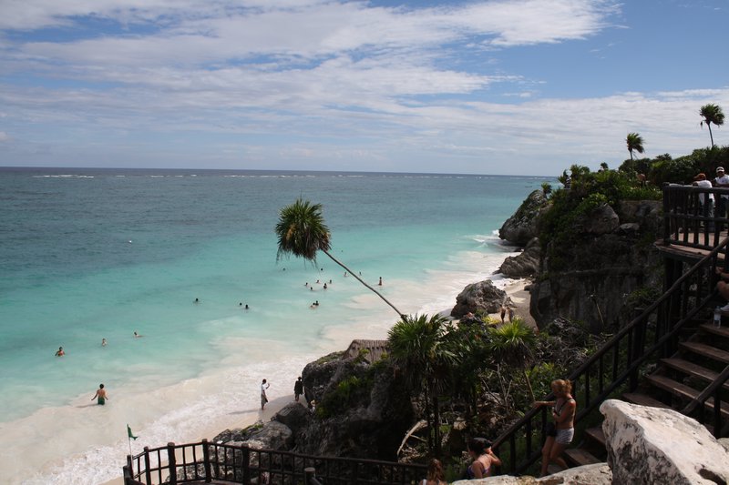 Beach at the back of Tulum Ruins where you can swim