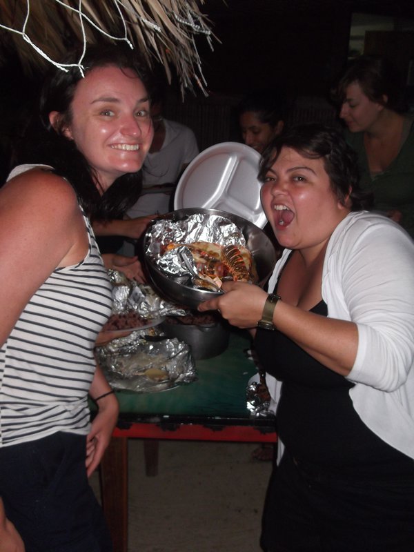 Me and Gabi, our tour guide. Lobster BBQ on the beach 