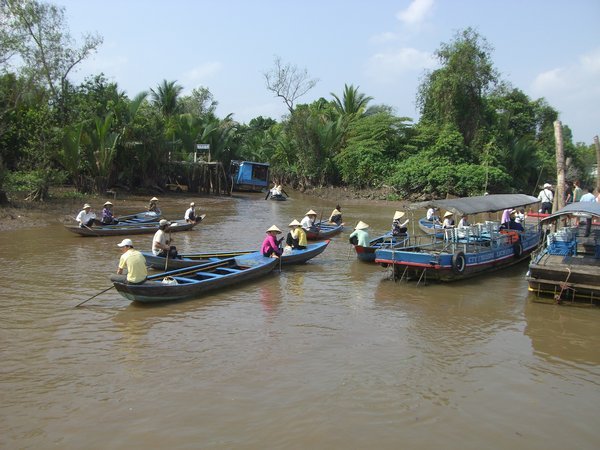 Rowboats to take us through the canals of the Mekong 
