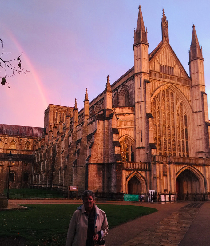 Rainbow crashing into cathedral 