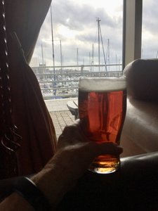  Evening brew at the Caernarfon marina