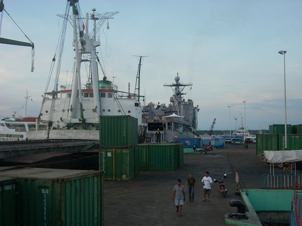 Puerto Princessa port....US Coast Guards ship...really not much to do in the city....