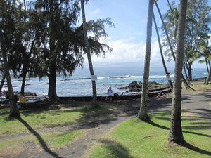 one of the beach in Hilo, black volcanic sand