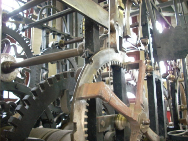 on top of the belfry, the mechanism to operate the bells!