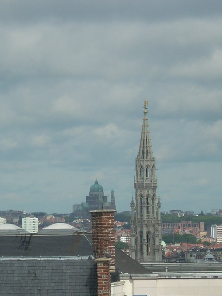 The roofs of Brussels, with the Town Hall and Koekelberg in the back