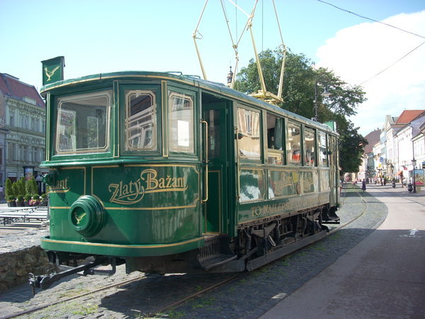 this is a way better introduction to the city...a tram, sporting beer advertisement!