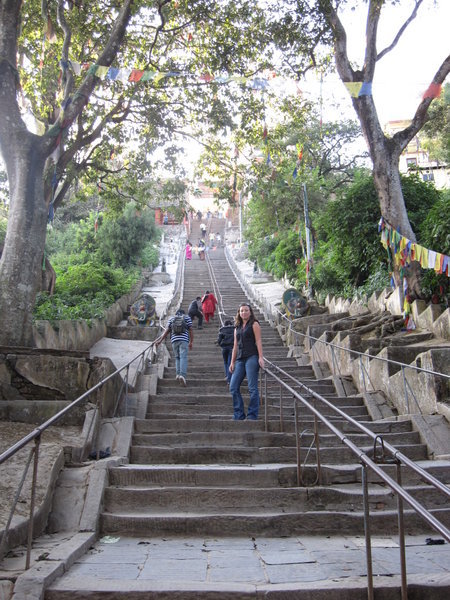 ready for the climb to the Monkey Temple
