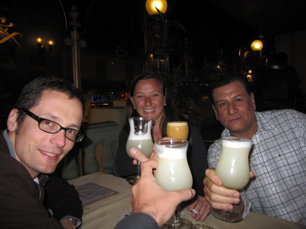 One more cathedral....this is the big size of pisco sour...with Ma'ri, Christophe and Pello