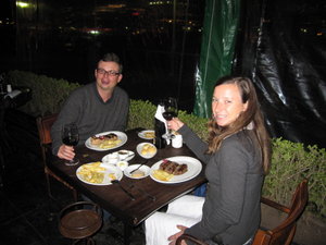 Diner at Cabanas las Lilas, great wines, wonderful steaks...