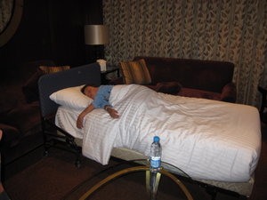 After a long day in Petra and the ride to Amman, Leslie deserved a good night...