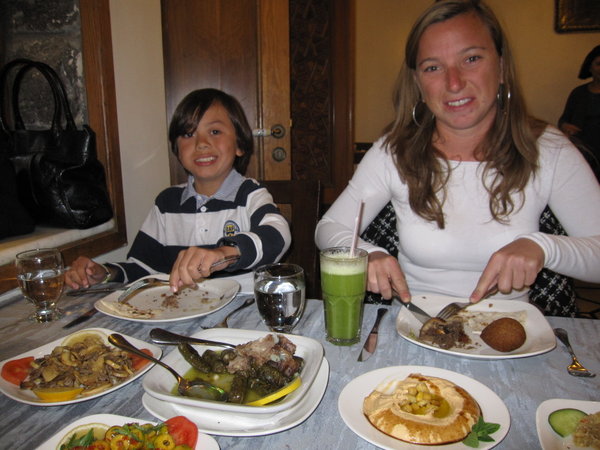 our first meal in Syria...and one more lemon and mint juice!