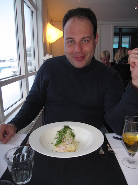 last dinner in Ilulissat, halibut and shrimps