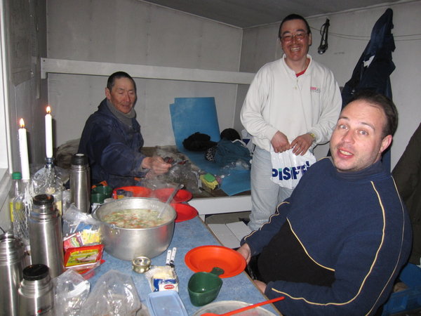 dinner time in our guides hut